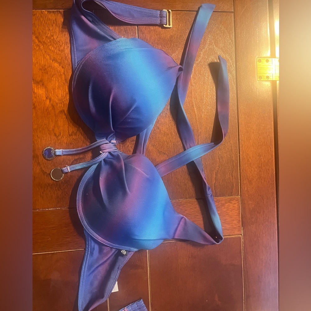 La vie en rose Blue and Purple Bikini Top